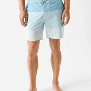 Johnnie-O Swim Trunks Mens XL Blue Colorblock Geometric Pattern Board Shorts